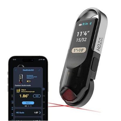 NeoRulerGO Digital Tape Measure with Laser, Rechargeable Smart Long Distance Rolling Measuring Tool for Flat Curved Diameter Odd Shapes, Bluetooth App, Pocket Size Cool Gadgets Gift for Men,Dad